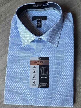 Alfani Alfatech Regular Fit Dress Shirt Size L 16-16.5 32-33